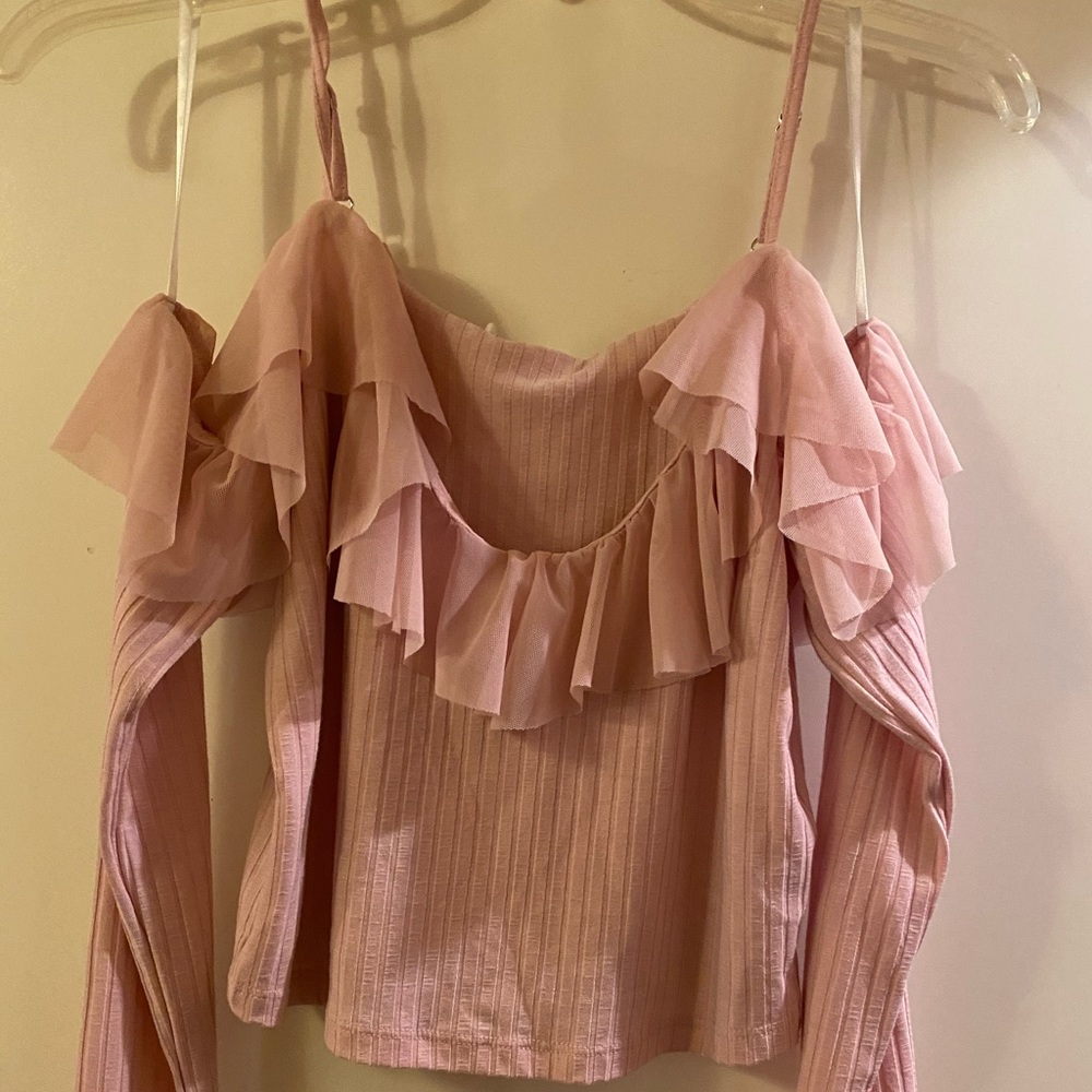 Forever 21 Pink Off the Shoulder Crop Top